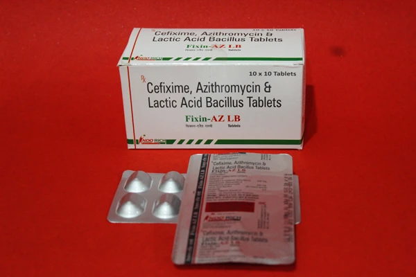 Cefixime 200 MG & Azithromycin 250 MG & Lactic Acid Bacillus 60 Million (Alu Alu) (FIXIN-AZ LB)