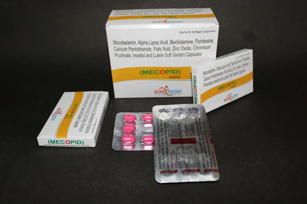 Mecobalamin 1500  Mcg, Alpha Lipoic Acid 100 MG, Benfotiamin 15 MG, Pyridoxine Hydrochloride 3 MG, Calcium Pantothenate 25 MG, Folic Acid 1.5 MG, Zinc Oxide 22.5 MG (MECOPID)