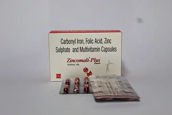 Carbonyl Iron 100 MG, Folic Acid 0.5 MG & Zinc Sulphate 61.8 MG.(Pellets) (ZINCOMALT PLUS)